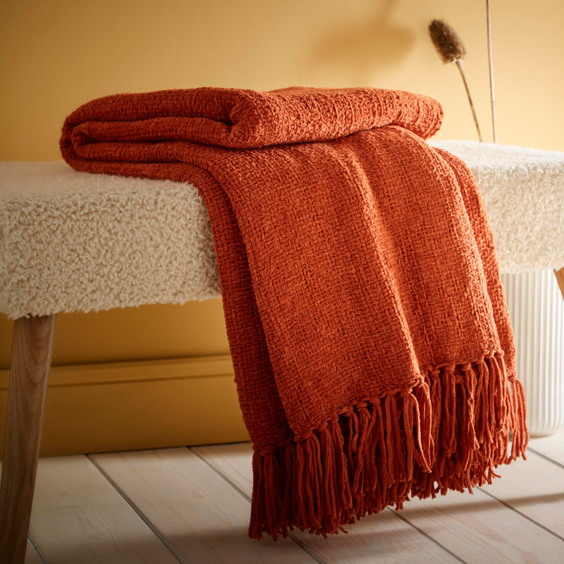 Chenille Throw Throw Blanket, Terracotta