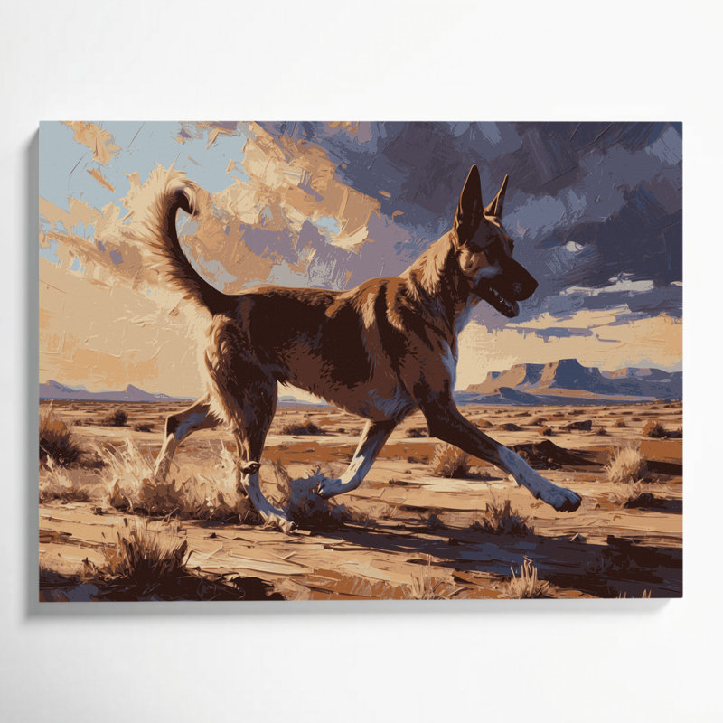 «Dogs Canaan Dog», art mural sur toile brune, H 20 po x l 24 po