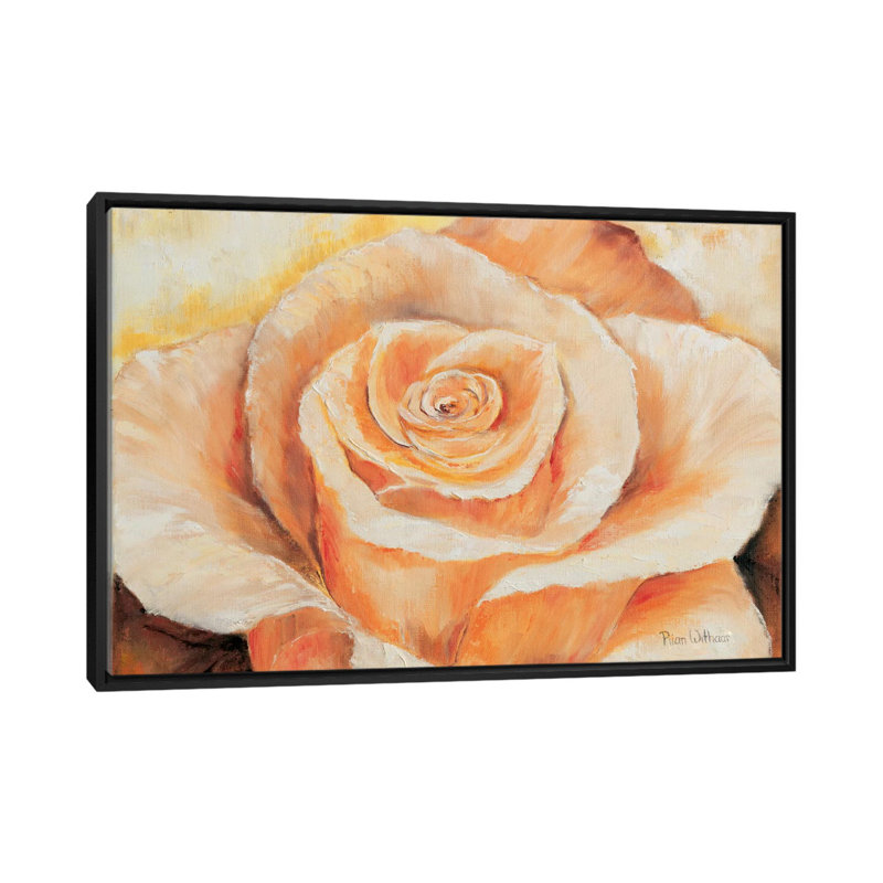 «Rose in Détail», reproduction sur toile, H 18 po x l 26 po x P 1,5 po, Toile avec cadre noir, Pas de tapis