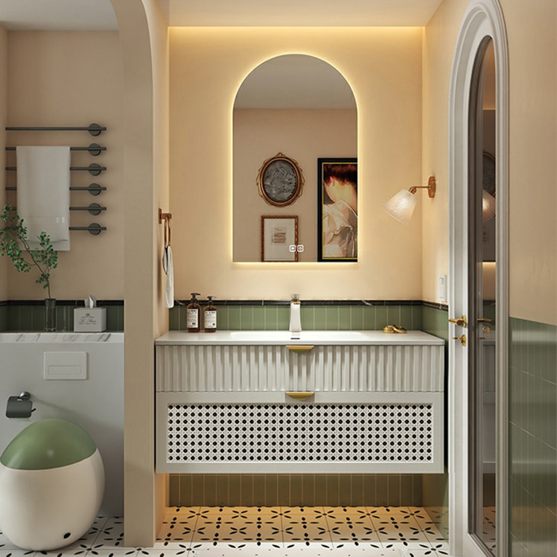 Armoire de salle de bain simple de style nordique, H 19,7 po x l 47,2 po x P 19,7 po