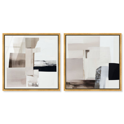 Ensemble d'œuvres d'art moderne abstrait encadré en acrylique Smoked Umber par Art Remedy, cadre blanc, 20 x 20