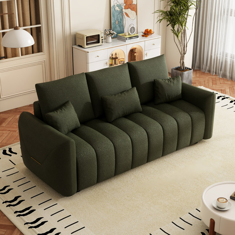 80,7 po Confort: tissu, bois massif, 3 sièges, pour le bureau avec velours: structure en bois, chambre à coucher
