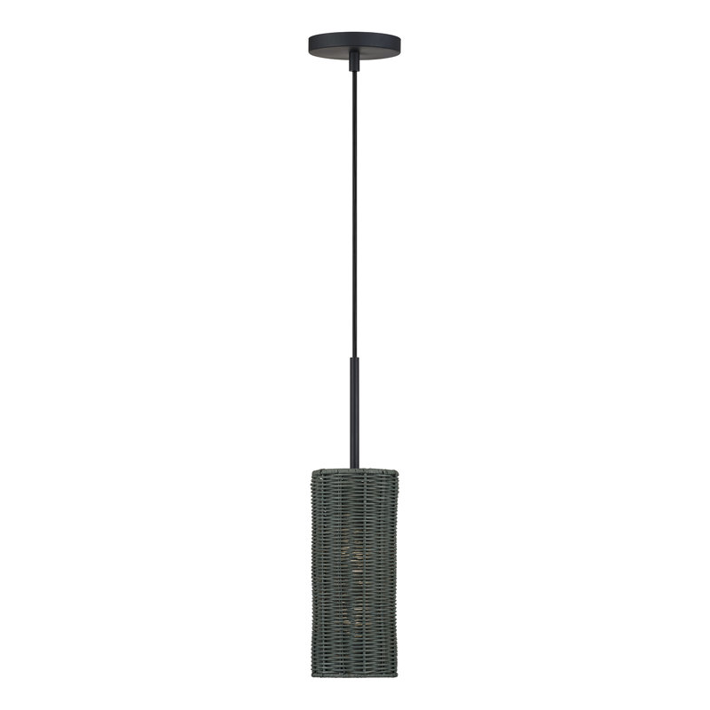 Mini-luminaire suspendu 1 lumière Weavington, Noir mat, Gris