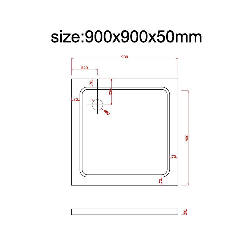 Gerzon 900 x 900 mm Plastic Shower Tray - White