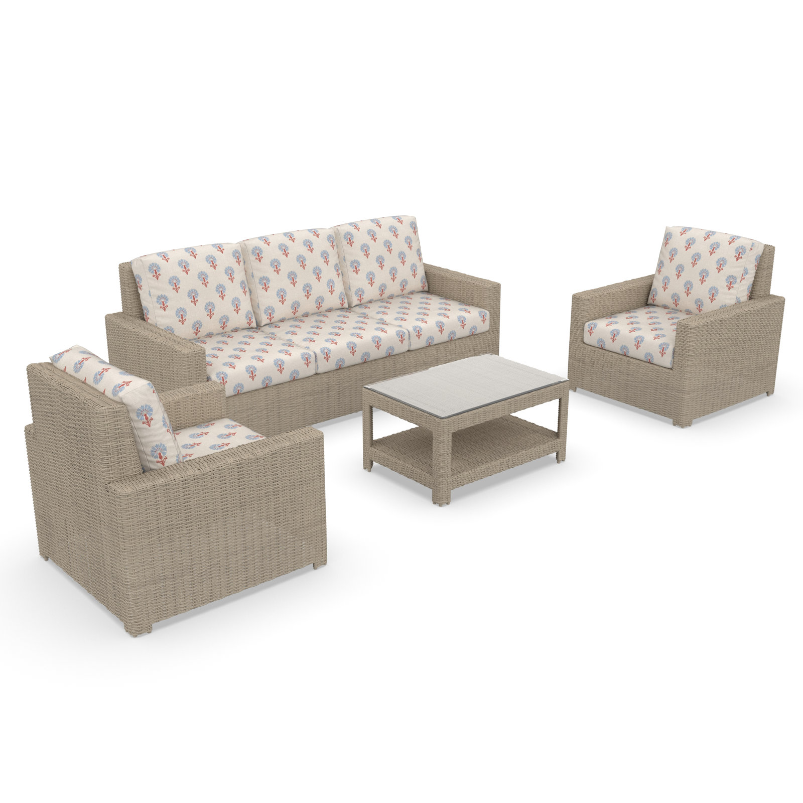 Henri 5-Person Sunbrella® Patio Seating Group, Mira Bluebell