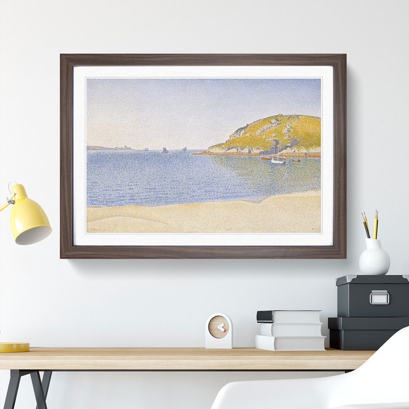 Port of Saint-Cast by Paul Signac - Picture Frame Painting, Walnut Framed, 27cm H x 36cm W x 2cm D