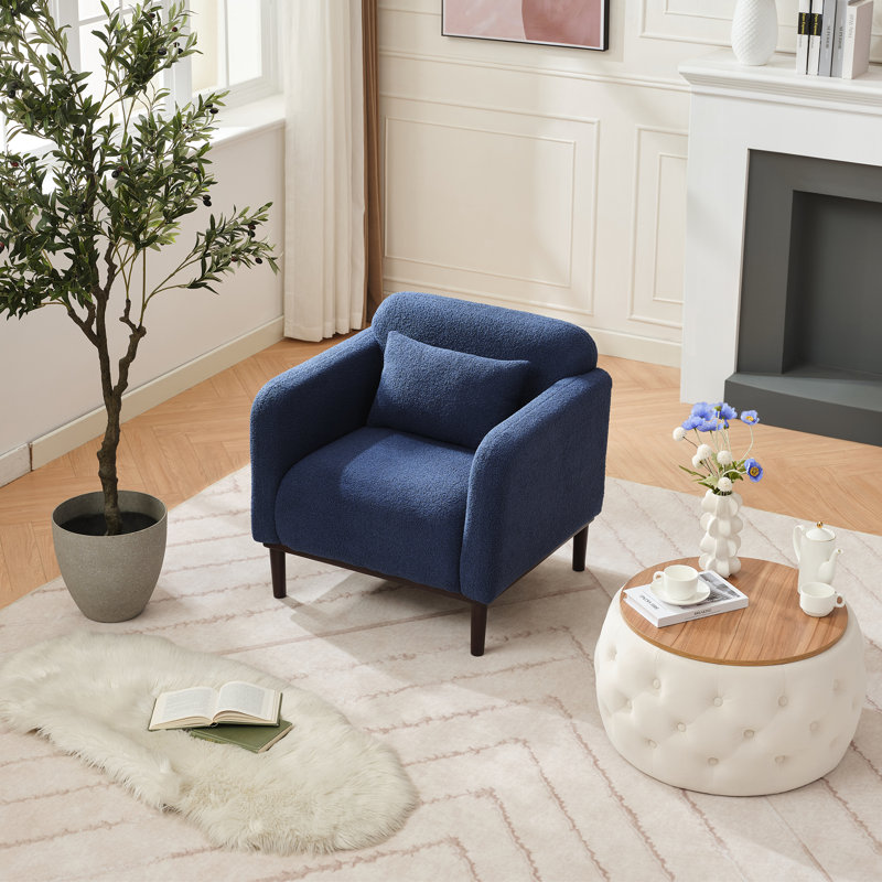 Glyna Upholstered Accent Chair, Blue Polyester Blend
