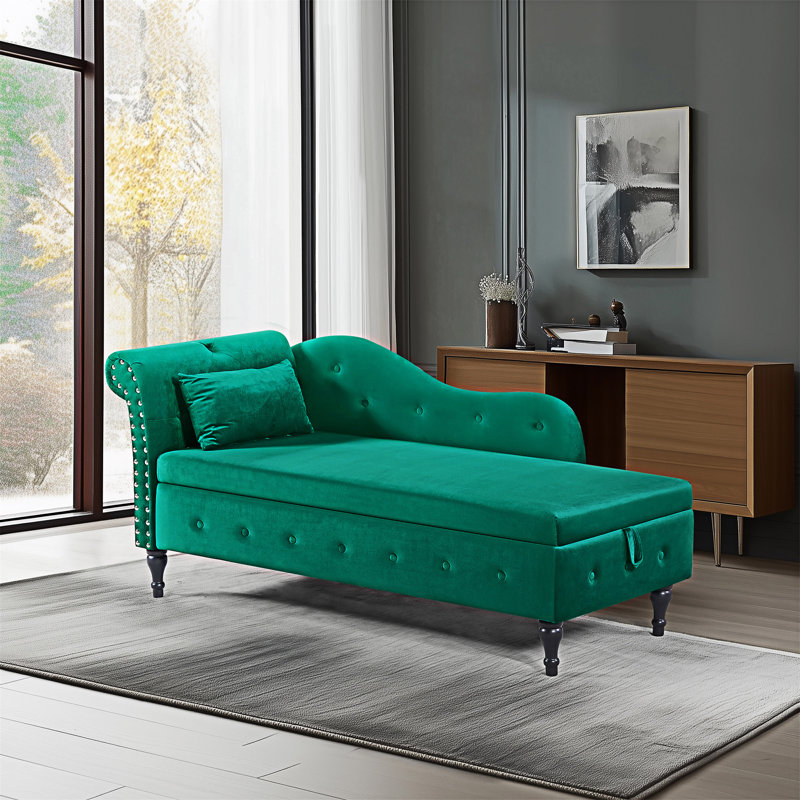 Chaise longue multifonctionnelle avec rangement, Vert