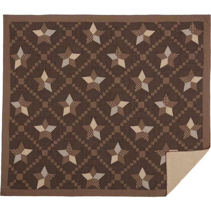 Farmhouse Star King Black Cotton Reversible Quilt Set