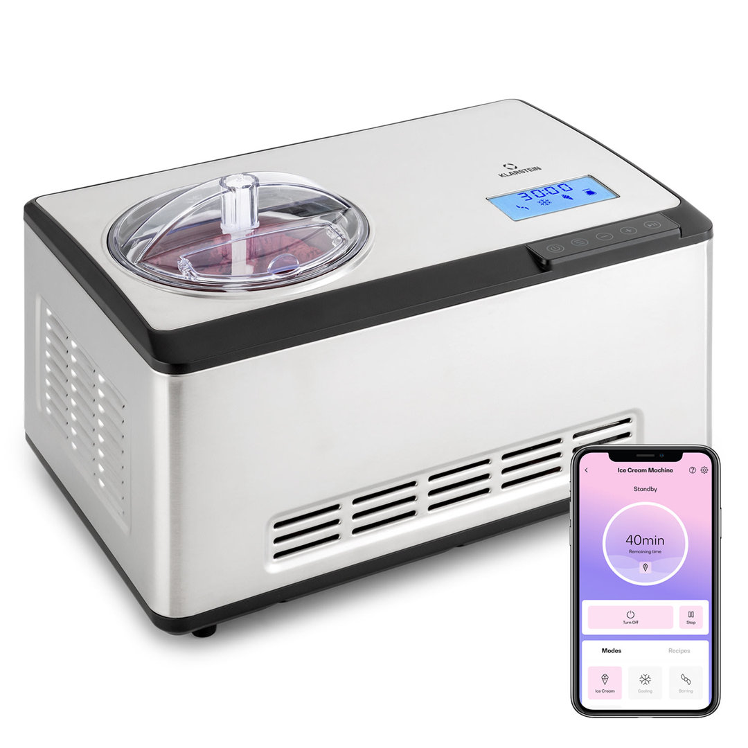 Dolce Bacio Smart Eiscremebereiter Yogurtmaker Kompressor 2 Liter WiFi Touch Edelstahl