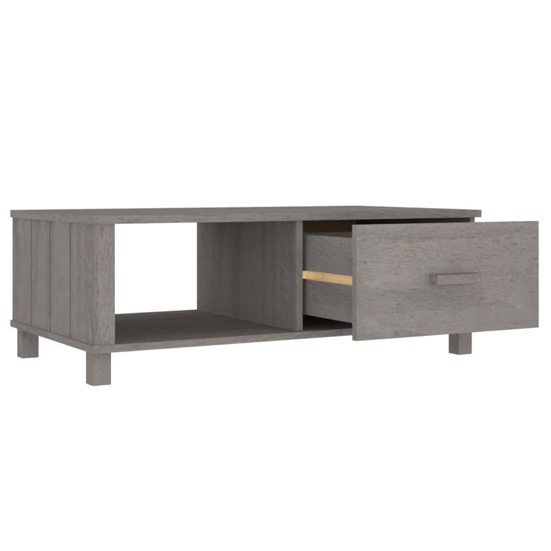 Hamar Solid Wood Frame Single Coffee Table with Storage, Light Gray