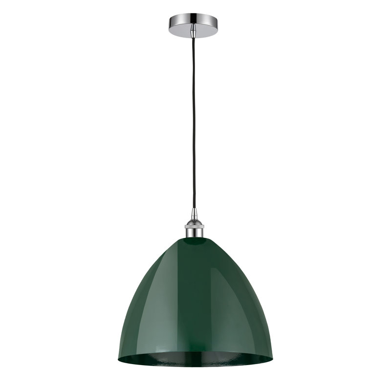 Luminaire suspendu conique à 1 lumière Schiavone, Vert, Chrome poli