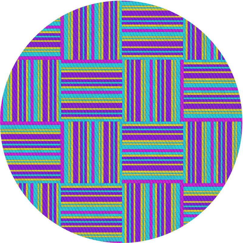 Tapis de zone mauve/turquoise à motifs, Rond 7 pi
