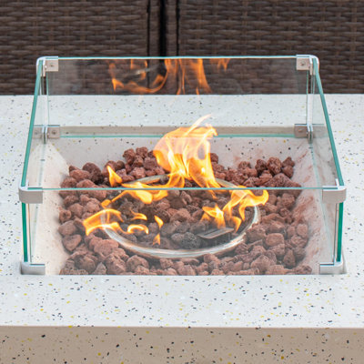 17.3'' Square Glass Fire Pit Accessory