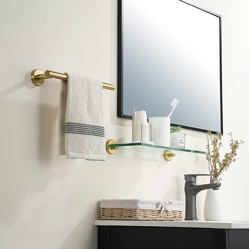 Porte-serviettes mural en acier inoxydable 304, Doré, H 1,96 po x L 12 po x P 3,15 po
