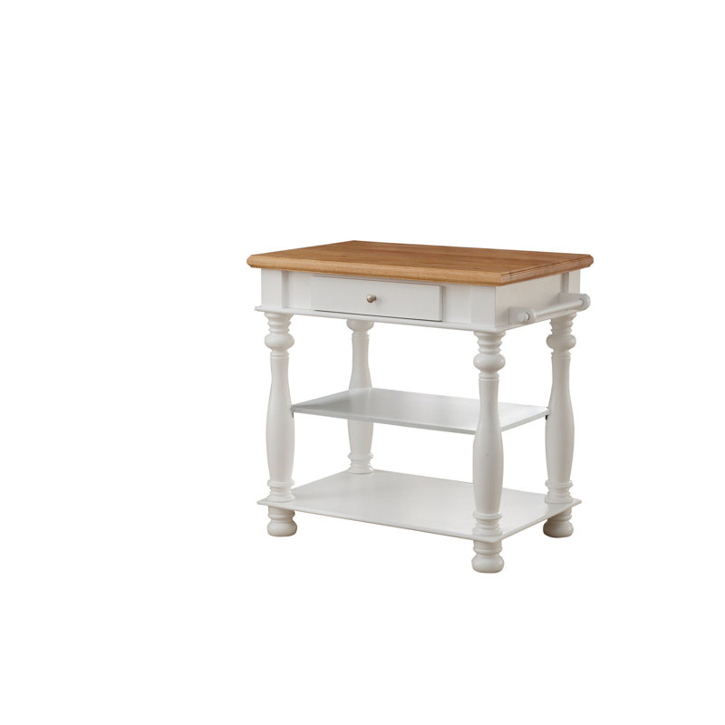 Maney Solid Wood Top Kitchen Island, White