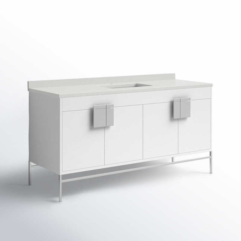 Ensemble de meuble-lavabo simple 60 po Maisie, Peinture blanc mat, Noir