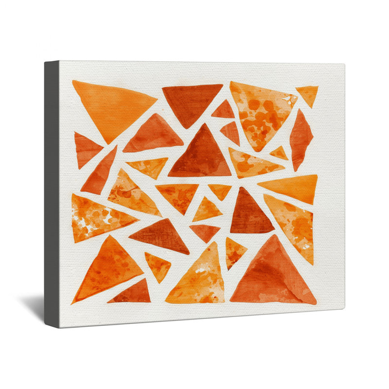 Orange Triangle Shapes Canvas Gallery Wrap in Many Sizes, 32 x 32 inches