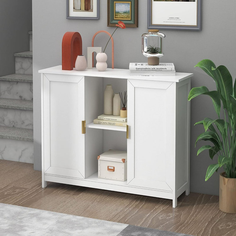 White Storage Cabinet, Credenza Buffet Cabinet Wooden Coffee Bar Cabinet Buffet Table White Sideboard Thin Cabinet For Narrow Spaces Entry Cabinet Hallway Cabinet For Kitchen