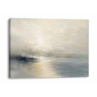 Luminous Blue Shoreline Abstract Wrapped Canvas Wall Art