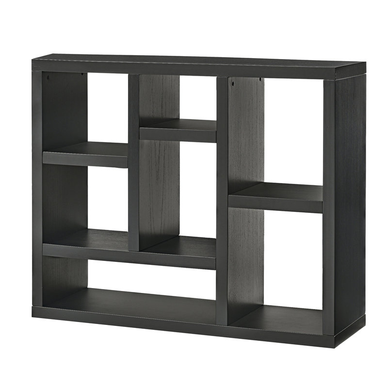 Black Manufactured Wood 7-Cube Freestanding Bookcase