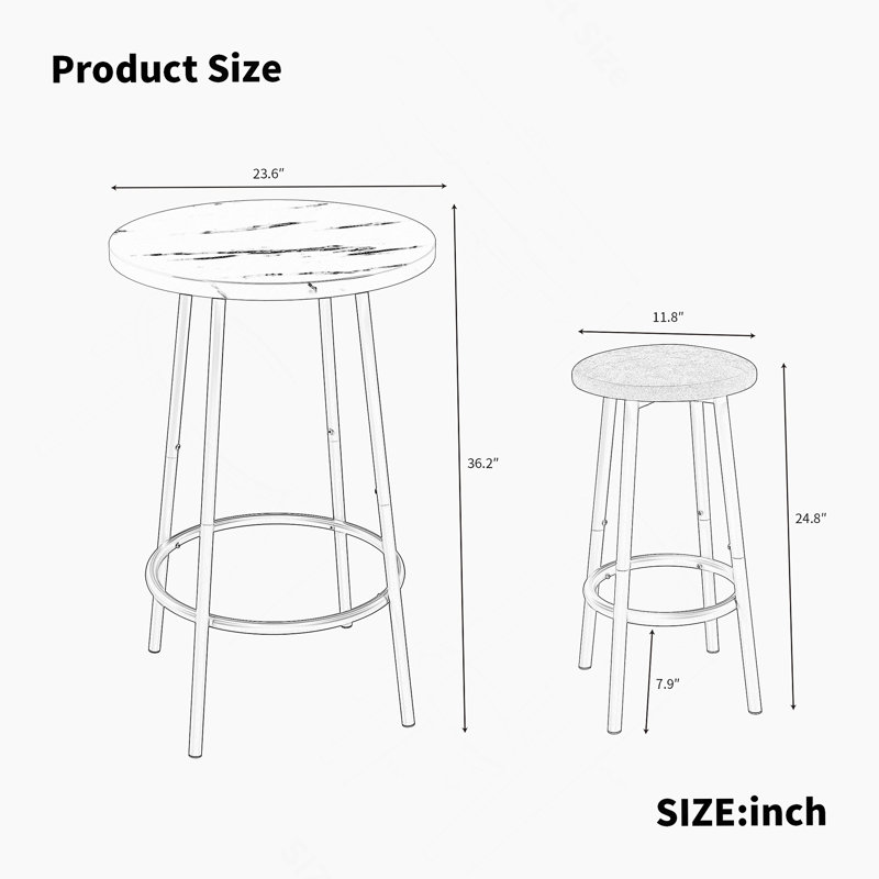 Élégant ensemble de table de bar 3 pièces avec tabourets de bar confortables, idéal pour les petits espaces et une utilisation multi-scénario, avec une fabrication solide et un assemblage facile