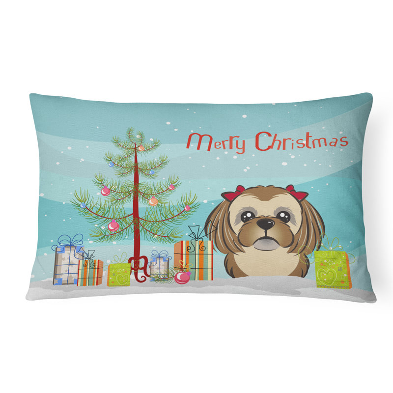  Coussin intérieur / extérieur Christmas Tree and Shih Tzu, Brun
