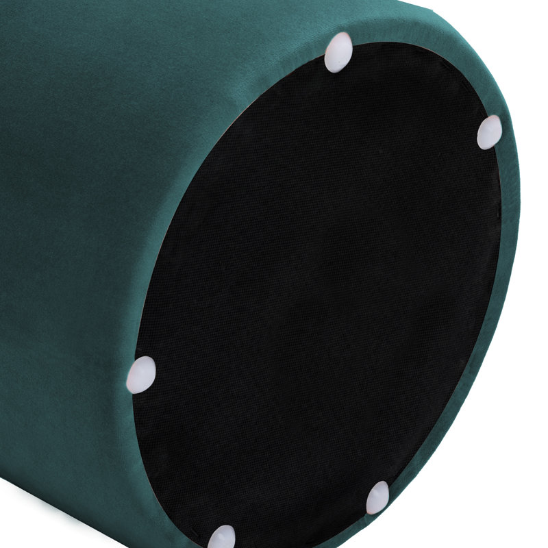 Artin 36cm W Velvet Round Footstool, Green