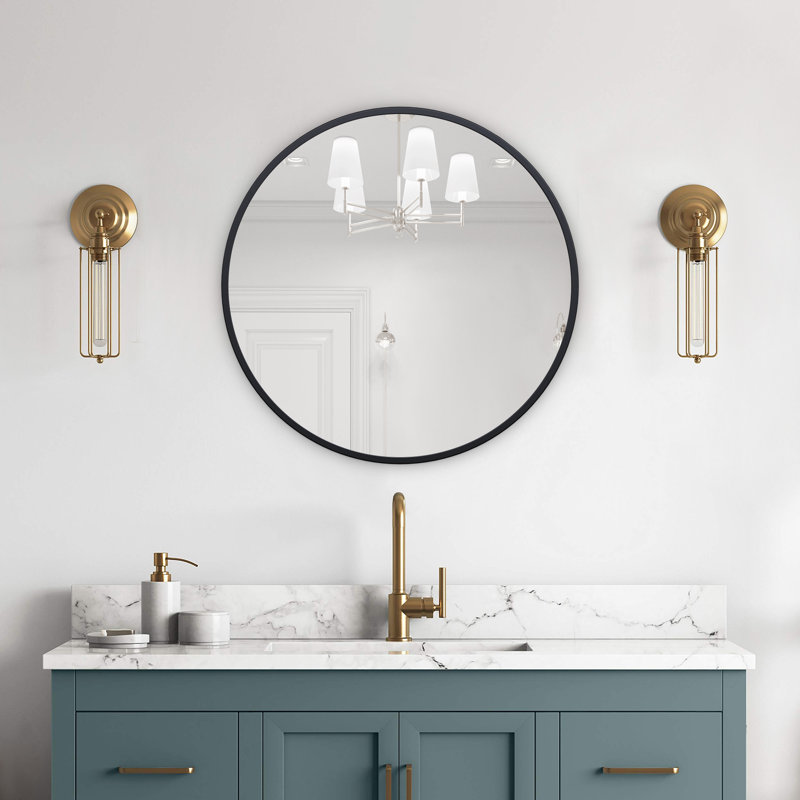 Eren Modern Wall Accent Mirror, Black, 16.2" x 16.2"