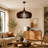 Mid-Century Modern Walnut Pendant Light with Open Slat Shade