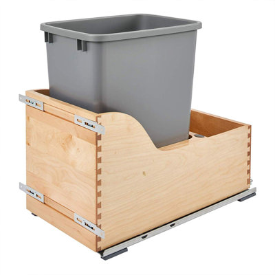 Simple gris 32 pte Contenant escamotable en érable avec fermeture en douceur pour armoires de meuble-lavabo 15 po
