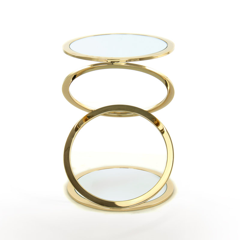Brooklet Glass Top Abstract End Table, Gold