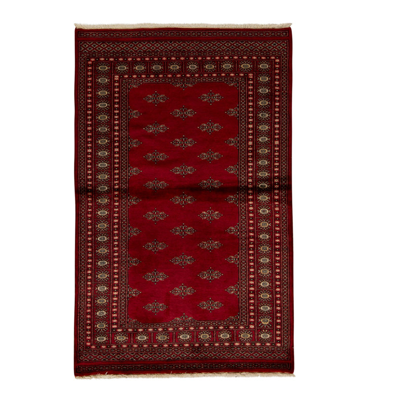 Tapis rouge / brun de haute qualité noué à la main