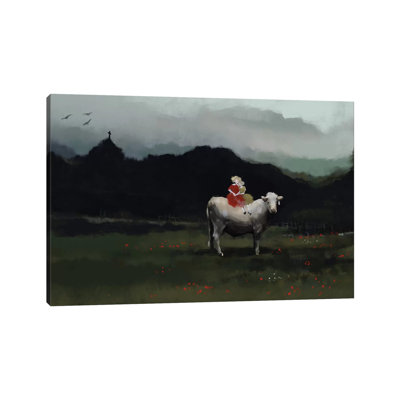 Filles sur la vache par Aniko Salamon - peinture sur toile tendue