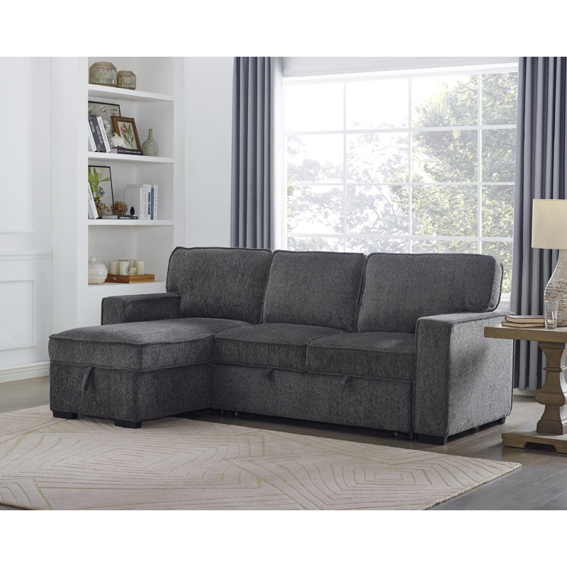 Upholstered Sectional Left Hand Facing, Dark Gray Chenille