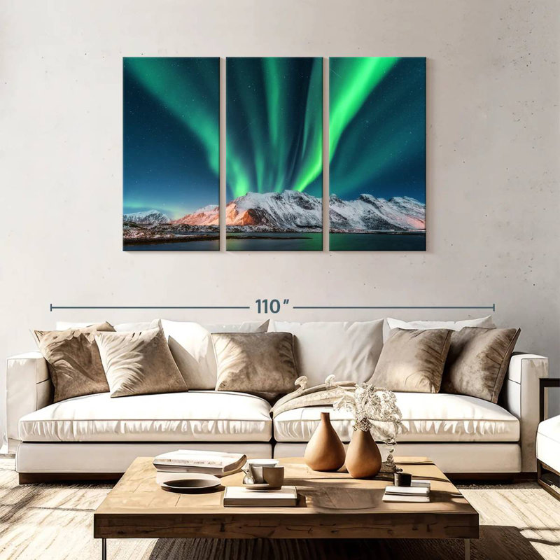 Alvord Lofoten Mountain Northern Lights, H 48 po x l 74 po