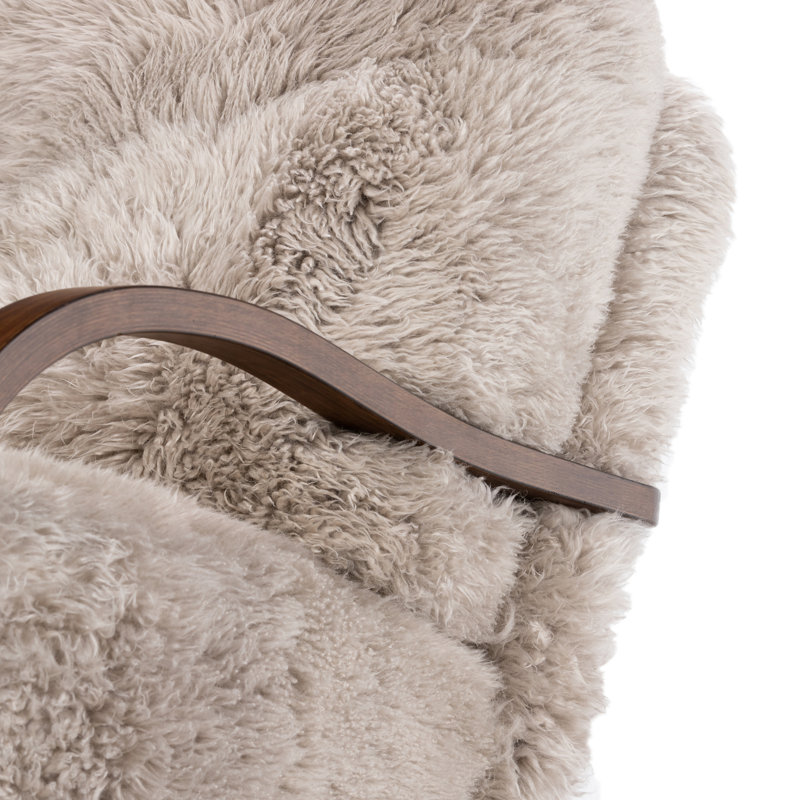 Tobin Armchair, Terra Brown Parawood, Taupe Mongolian Fur