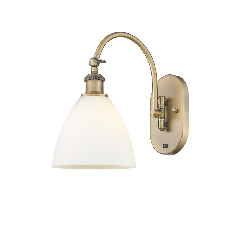 Bras pivotant en verre Amenda, Ampoule non incluse, Laiton brossé