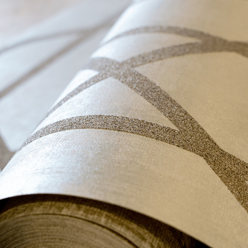Universe Collection Saturn Glass Stone Geometric Lines Wallpaper Roll, Cream