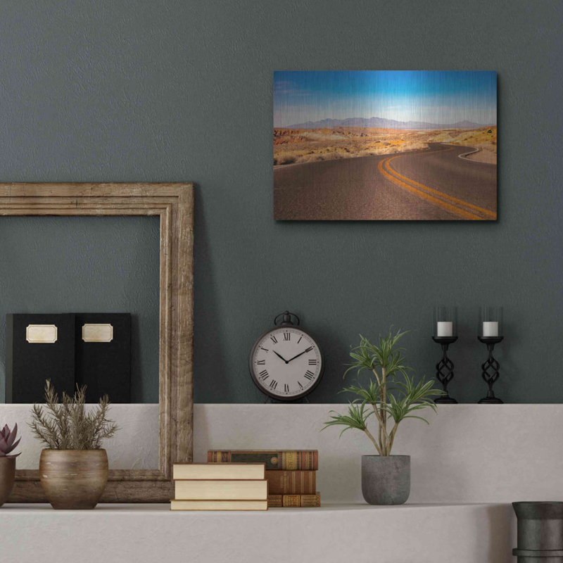 «Winding Desert Road», art mural en métal, H 12 po x l 16 po