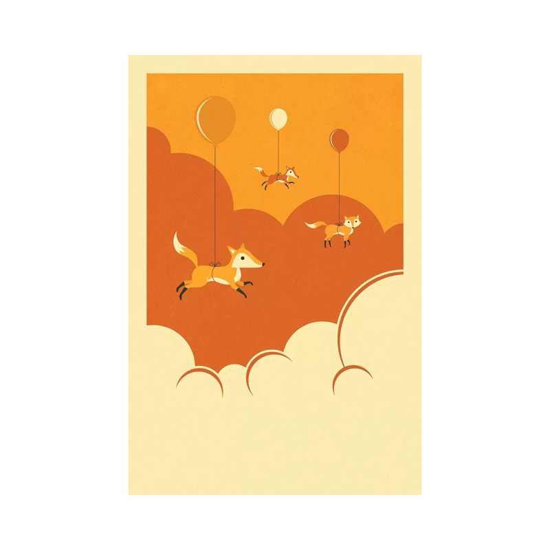 Volée de renards, art encadré, H 48 po x l 32 po x P 1,5 po, Toile tendue