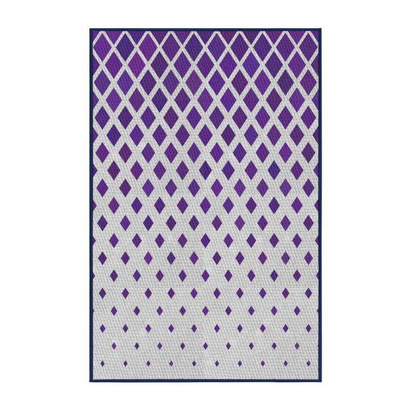 Tapis violet/blanc à motifs Holtzclaw, Rectangle 2 pi x 3 pi