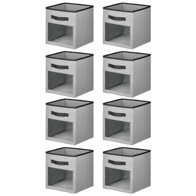 Cube de rangement pour chambre de bébé en tissu avec fenêtre avant mDesign, Gris / noir, 8