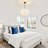 Bertan 4-Light White Modern Drum Fabric Linen Chandelier