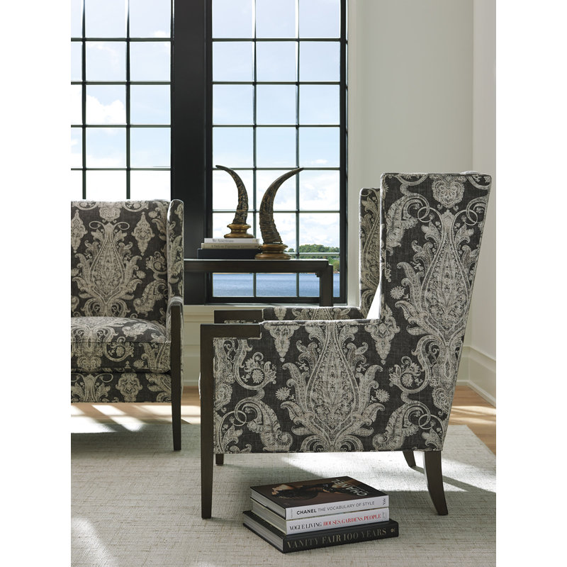 Barclay Butera Upholstery Wingback Chair, Black/Gray