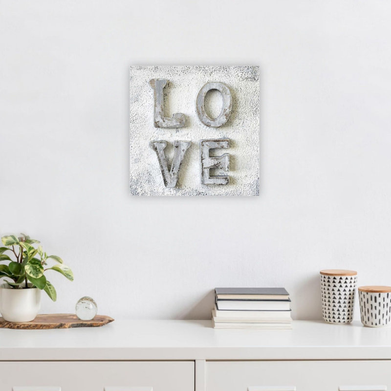 «Gray Love», art mural sur toile en béton, décoration moderne de qualité supérieure, 24 x 24 po