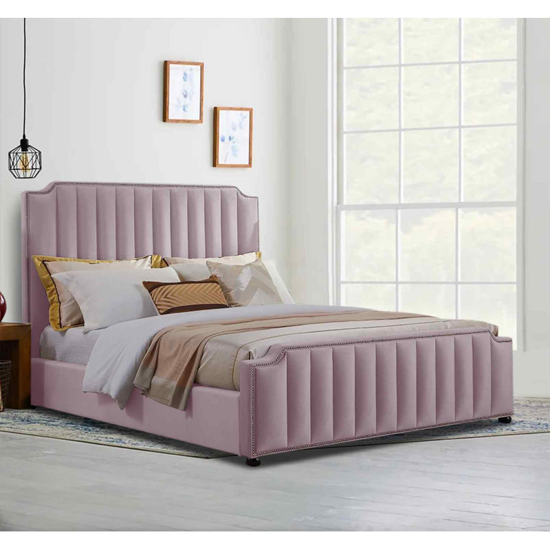 Envisage Trade Klara Bed Double Plush Velvet Pink | Wayfair.co.uk