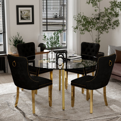 5-Piece Round Glass Dining Table Set