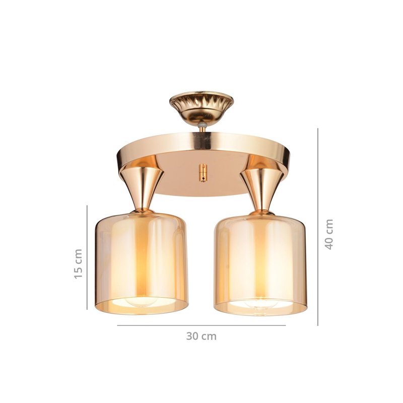 Plafonnier semi-encastré 2 lumières 9,84 po