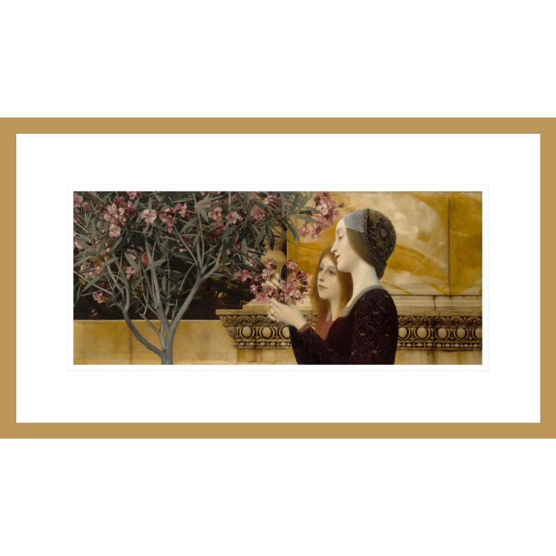 «Two Girls with Oleander» par Gustav Klimt, impression giclée encadrée, H 12,54 po x l 21,75 po
